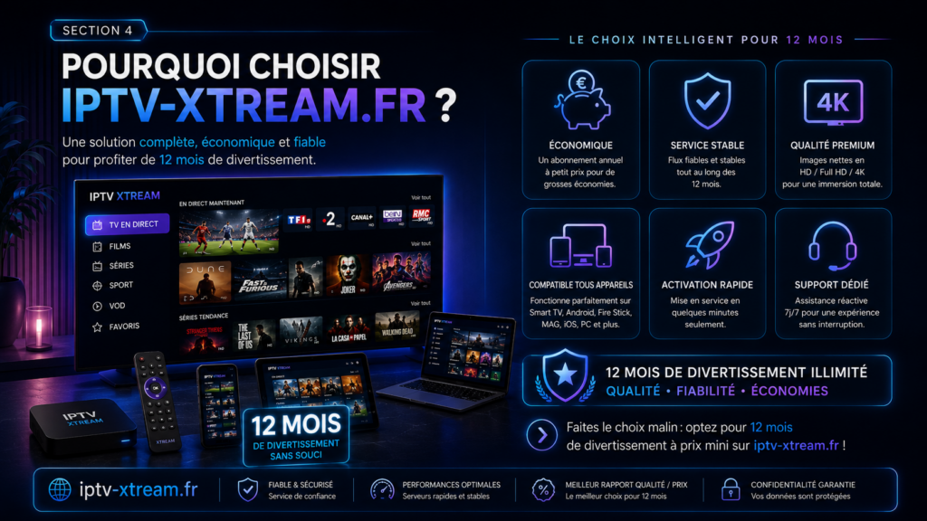 Abonnement IPTV 12 mois pas cher : profitez d’une année complète de divertissement au meilleur prix Abonnement IPTV 12 mois pas cher
